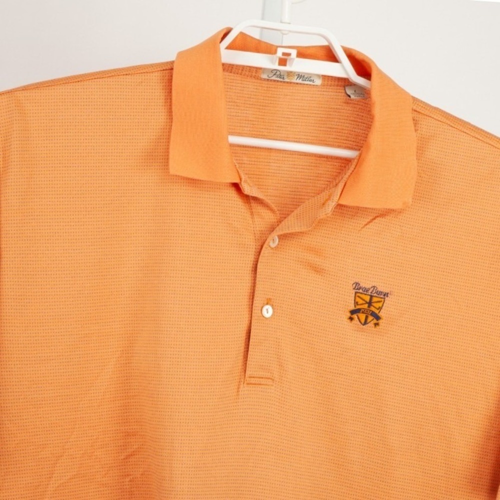 Peter Millar Polo Shirt Mens Large Orange Double Mercerized Cotton Brae Burn